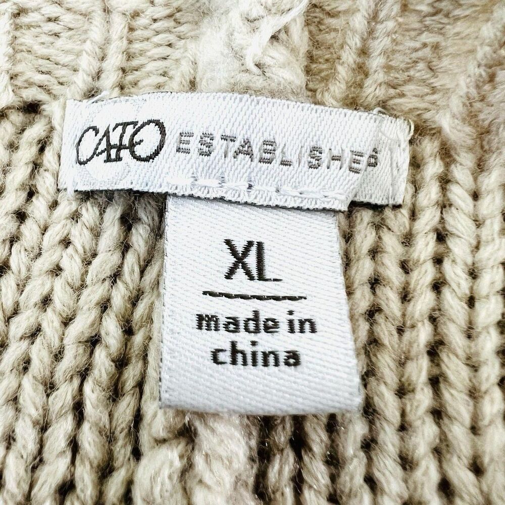 Cato XL Boho Fringe Cardigan Belted Colorblock Rust Cream Black - Picture 6 of 8
